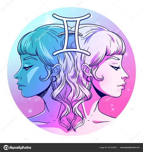 Gemini Sign Art Gemini Zodiac Sign Artwork Beautiful Girl Face