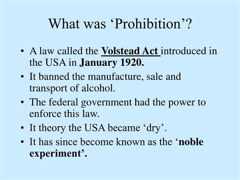 Ppt Prohibition Powerpoint Presentation Free Download Id9461106
