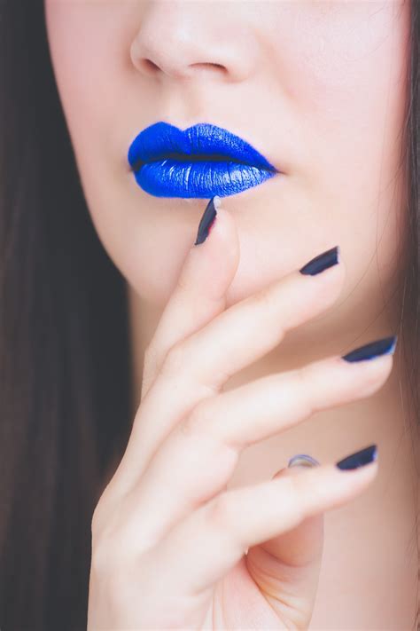 Free Photo Woman With Blue Lipstick Beauty Mouth Woman Free Download Jooinn