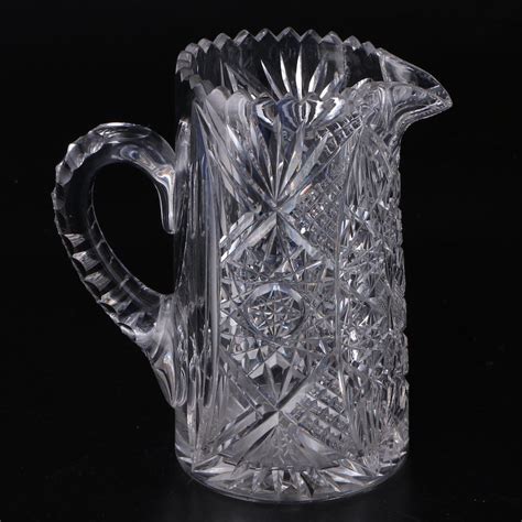 American Brilliant Cut Glass Lead Crystal Water Pitcher Late 19th Early 20th C Ebth