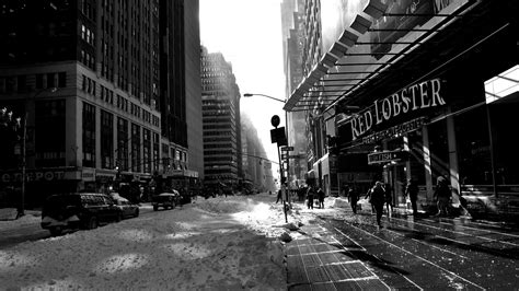 Cityscape City Building Monochrome Street Snow Wallpapers Hd