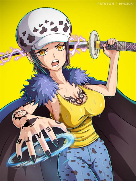 Hiyozuki Trafalgar Law One Piece Highres Spoilers 1girl Arm Tattoo Black Hair Black