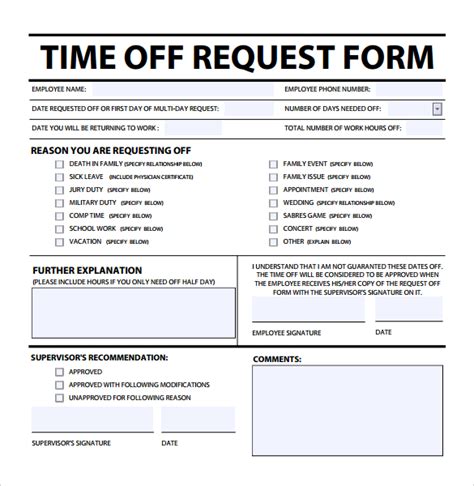 Free 23 Sample Time Off Request Forms In Pdf Ms Word
