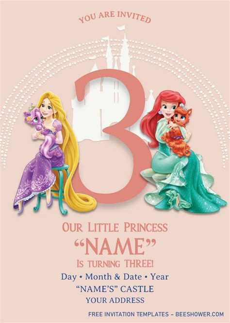 Disney Princess Invitations Disney Princess Birthday Princess Theme