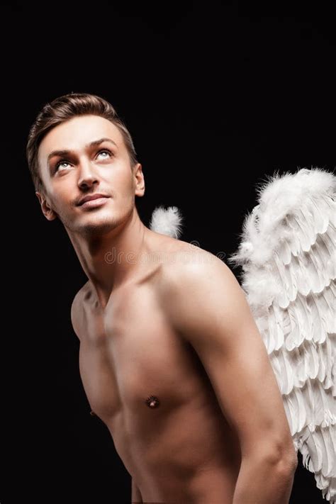 A Portrait Of A Man With Angel Wings Stock Image Image Of Macho