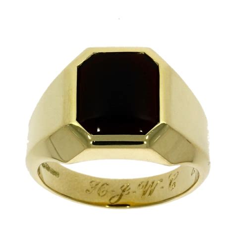 18ct Yellow Gold Black Onyx Signet Ring Nicholas Wylde