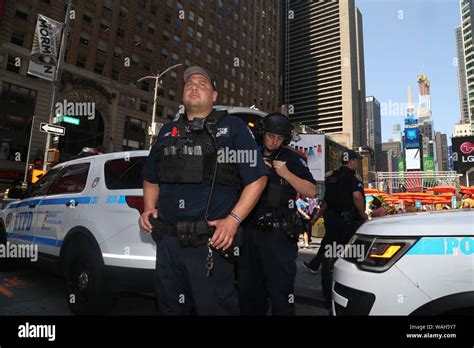 August 4 2019 Nypd Police Officers From The Counter Terrorism Bureau Prepare To Watch Over