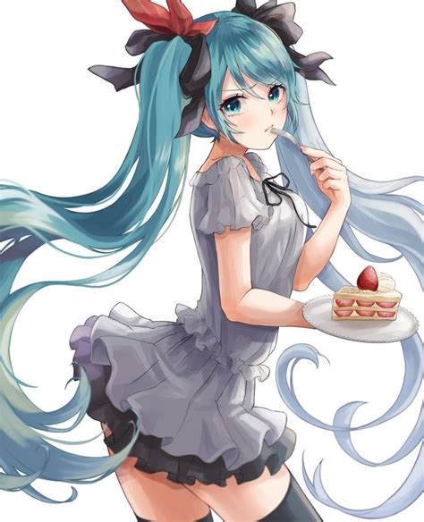 Miku Eating Cake Vocaloid Miku Anime Hatsune Miku