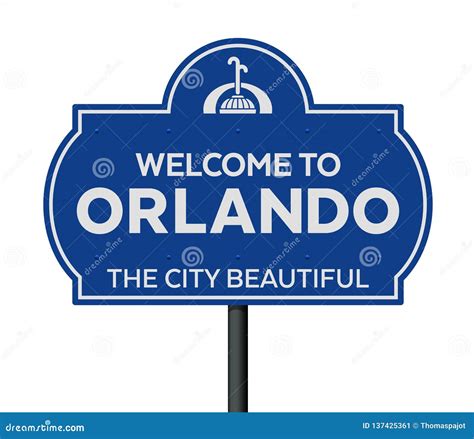 Welcome To Orlando Road Sign Stock Vector Illustration Of Text