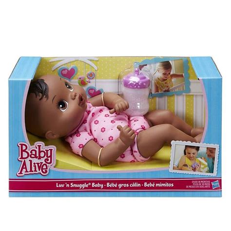 Baby Alive Luv N Snuggle African American Doll Girl Soft Cuddle Hasbro