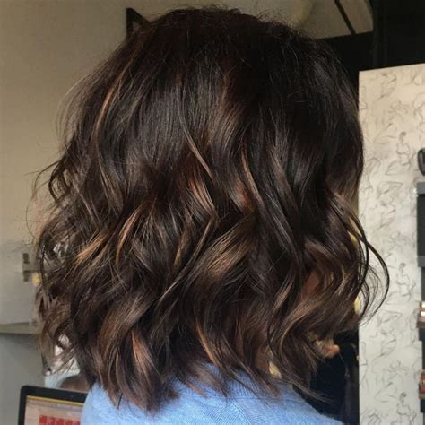 Textured Wavy Brunette Lob Medium Length Hair Cuts With Layers Medium