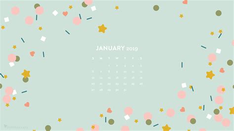 Free Download January 2019 Confetti Calendar Wallpaper Sarah Hearts