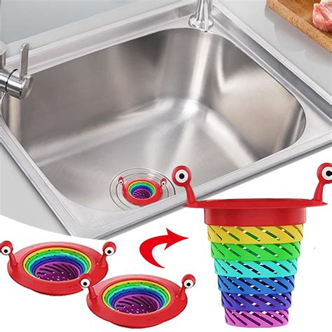 Kitchen Sink Strain Foldable Plastic Mesh Sink Drain Anti Clogging Food Waste Catcher Rainbow