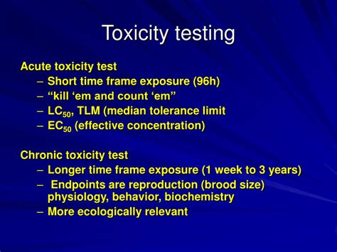 Ppt Toxicity Testing Ii P Erforming A Toxicity Test Powerpoint