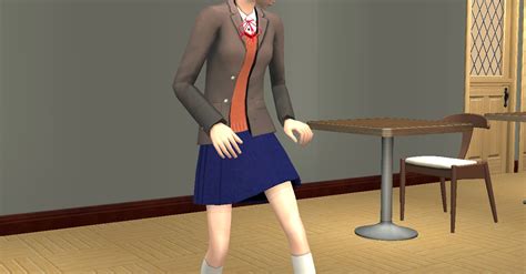 Mod The Sims Sayoris Uniform From Doki Doki Literature Club