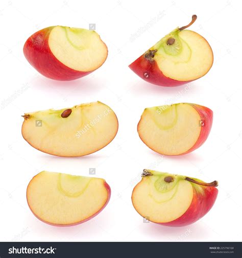 Red Apple Slice Collection Isolated On White Background Stock Photo