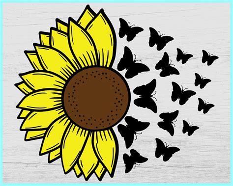Sunflower Butterfly Svg Sunflower png Butterfly svg svg | Etsy
