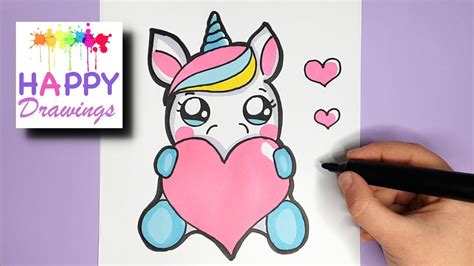 How To Draw A Cute Baby Unicorn Super Easy Happy Drawings Images And