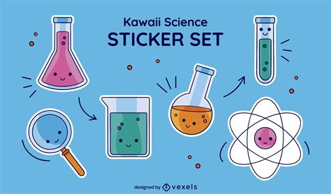 Descarga Vector De Conjunto De Pegatinas De Ciencia Kawaii