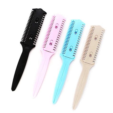 4pcs Random Color Double Sides Hair Razor Comb Cutter Cutting Thinning