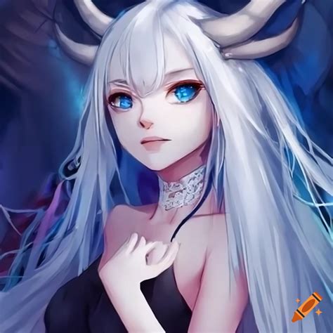 Close Up Of An Anime Girl With White Hair And Blue Eyes On Craiyon