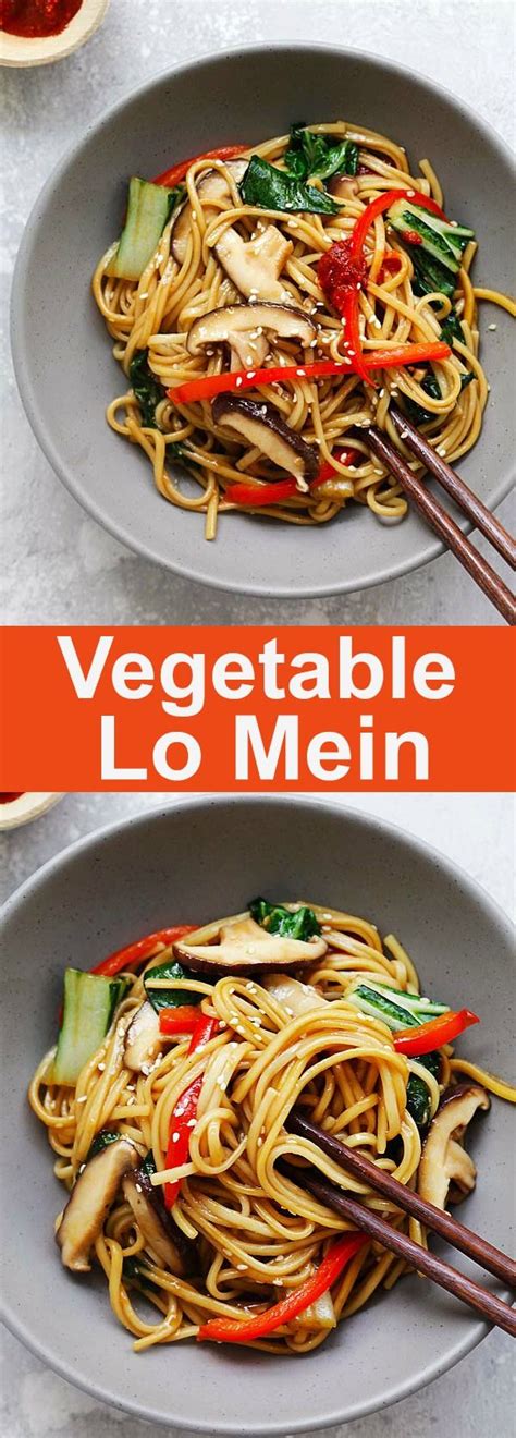 The veggies add lots of texture and colors to this beautiful dish. Vegetable Lo Mein - easy and healthy Lo Mein noodles with ...