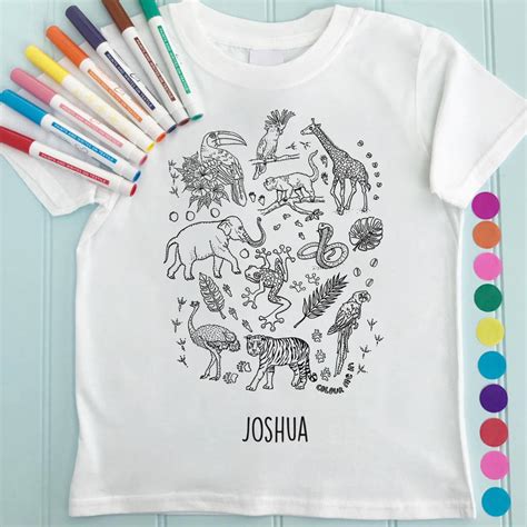 Zoo Animals T Shirt To Colour In By Pink Pineapple Home & Gifts