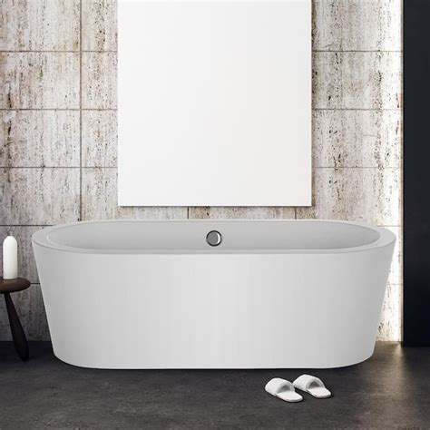 Empava In Acrylic Freestanding Bathtub Flatbottom Deep Soaking Tub In White Emp Ft