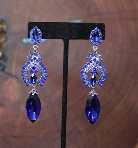 Sapphire Earrings Royal Blue Dangle Earrings Royal Blue Prom Etsy