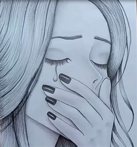 Crying Drawing Pencil Sketch Colorful Realistic Art Images