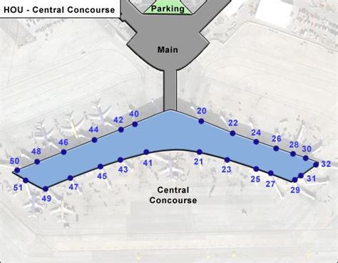 Houston Hobby Airport Hou Central Concourse Map