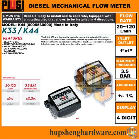 Piusi K44 Mechanical Diesel Flow Meter
