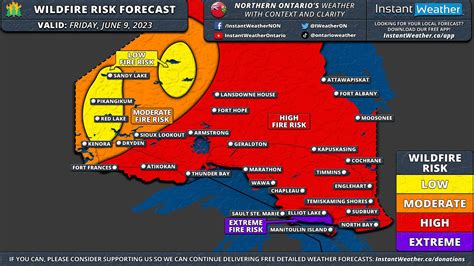 Northern Ontario Wildfire Risk Forecast For Friday June 9 2023