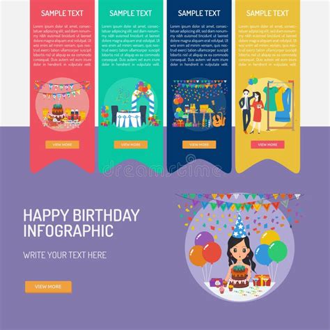 Happy Birthday Infographic Stock Illustration Illustration Of