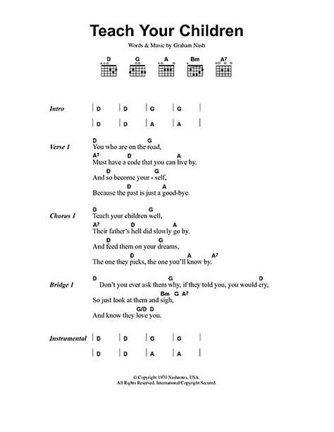 Teach Your Children Sheet Music By Crosby Stills Nash And Young Lyrics