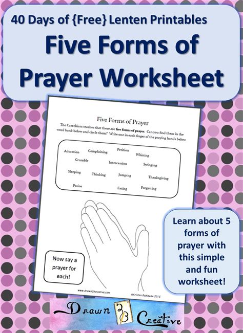 40 Days of Free Lenten Printables: 5 Forms of Prayer Worksheet