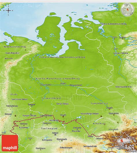 Physical 3d Map Of Western Siberia