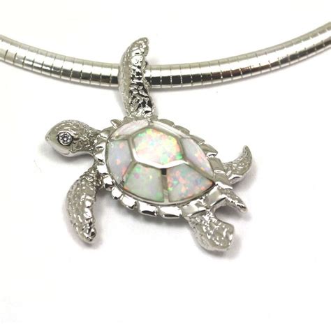 Inlay Opal Silver Hawaiian Sea Turtle Pendant Large Pandora