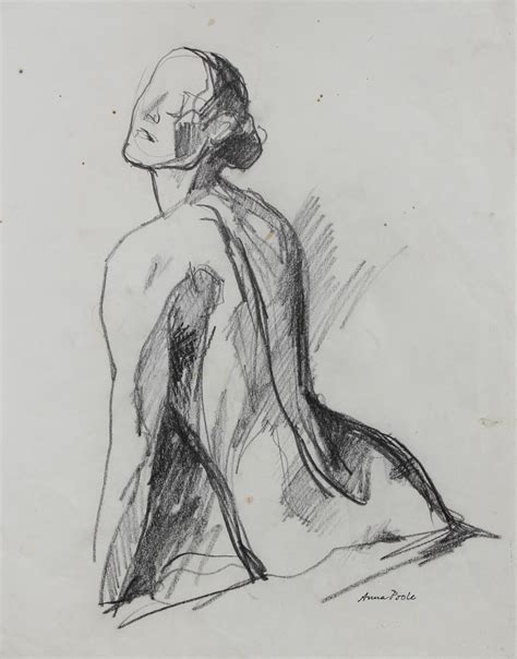 Anna Poole Stretching Female Nude Graphite On Paper Late 20th Century For Sale At 1stdibs