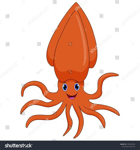 Cute Cartoon Squid Stock Vector Royalty Free 1305329362 Shutterstock