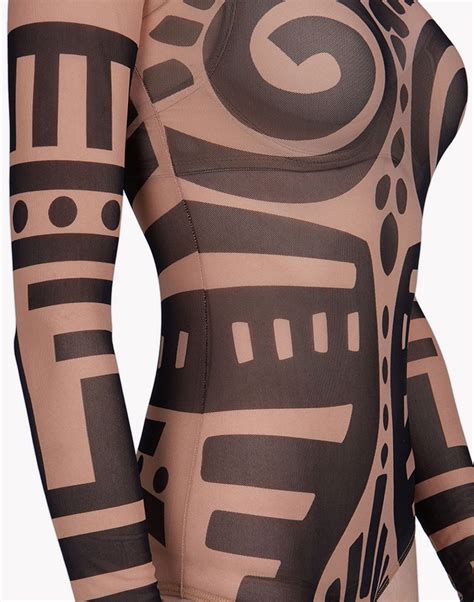 Dsquared2 Tribal Tattoo Bodysuit Skin Color Bodies For Women