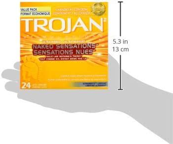 TROJAN Naked Sensations Ultra Ribbed Lubricated Latex Condoms Count
