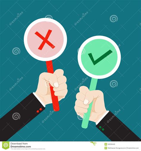 Hand Holding True And False Sign Stock Vector
