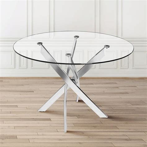 Round Tempered Glass End Table Accent Coffee Table Chrome Legs Housedec
