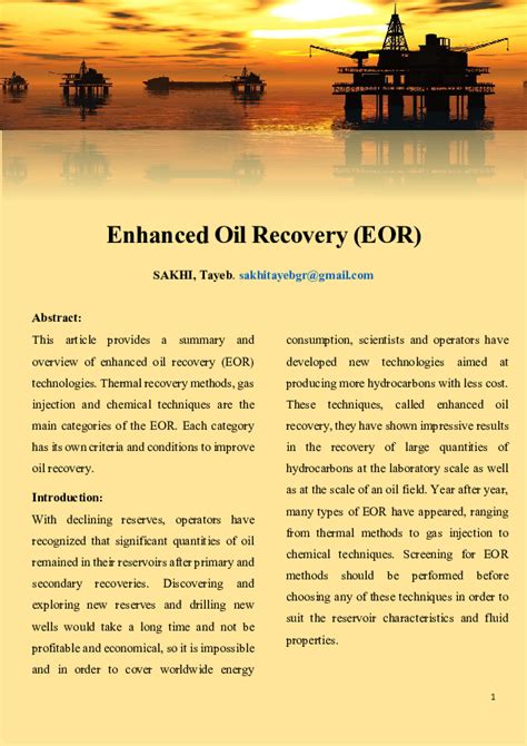 Pdf Enhanced Oil Recovery Eor Sakhi Tayeb