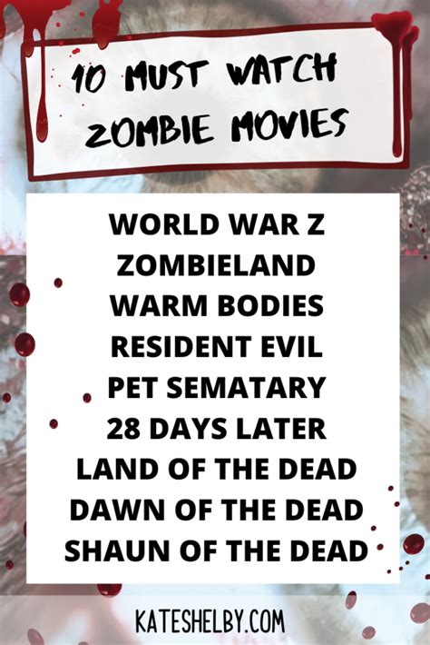 The Ultimate List Of Zombie Movies Kate Shelby