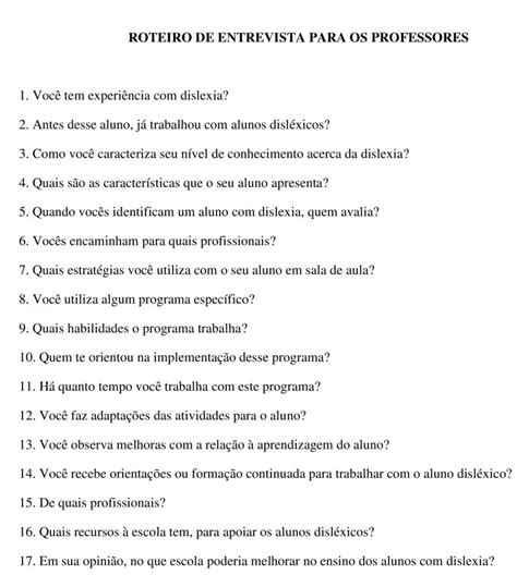 Perguntas Para Entrevistar Um Professor