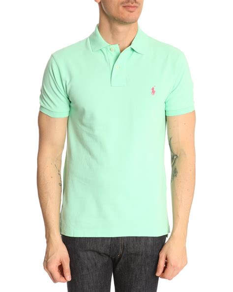 Polo Ralph Lauren Mint Green Slimfit Polo Shirt In Green For Men Lyst
