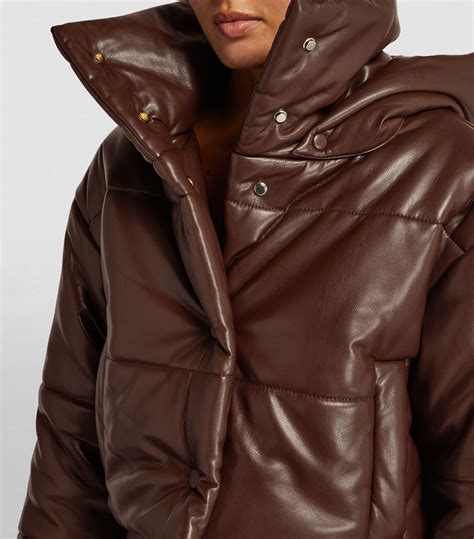 Nanushka Brown Faux Leather Aveline Puffer Jacket Harrods Uk