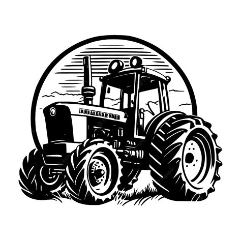 Diseño De Emblema De Ilustración De Logotipo De Tractor Vector Premium